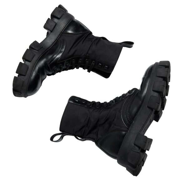 PRADA (Italy) Box Calf, Nylon, Monolith Combat Boots - Picture 3 of 6